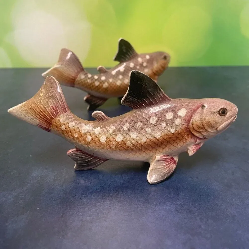 Vintage 1950s Hand-Painted Rock Bass (or Trout) Salt & Pepper Shakers